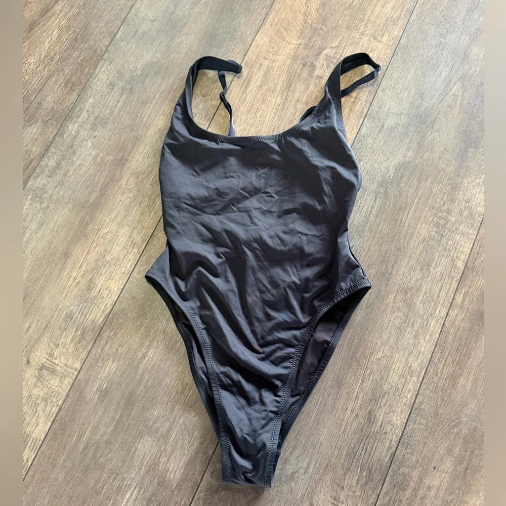SKIMS Black scoop neck One-Piece Swimsuit